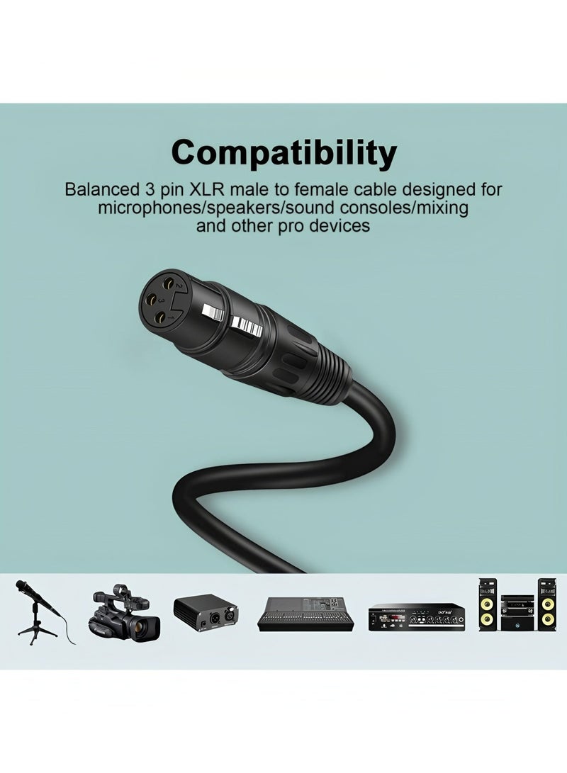 Apluynm XLR Microphone Cable Male To Female 3 Pin Cannon Balanced Extension Cable for Recording Applications, Mixers, Speaker Systems, DMX Lights,Mixer,Amplifiers (5 Meters) - Image 2